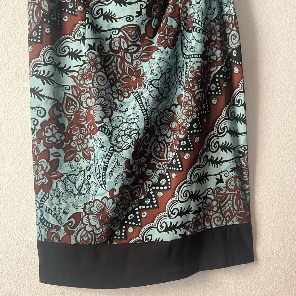 Dress Barn Teal, Brown and Black Floral Midi Dress, Size 14W - Picture 3 of 9